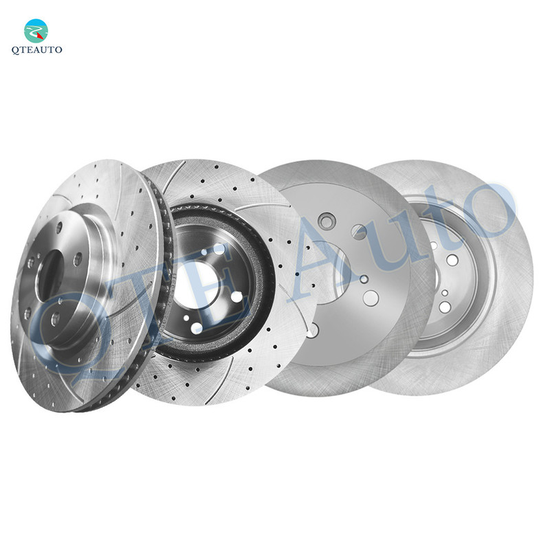 Set of 4 Front 296mm Drilled Slotted Brake Disc Rotors-Rear 281mm Brake Disc Rotors For 2013-2018 Lexus ES350 Base