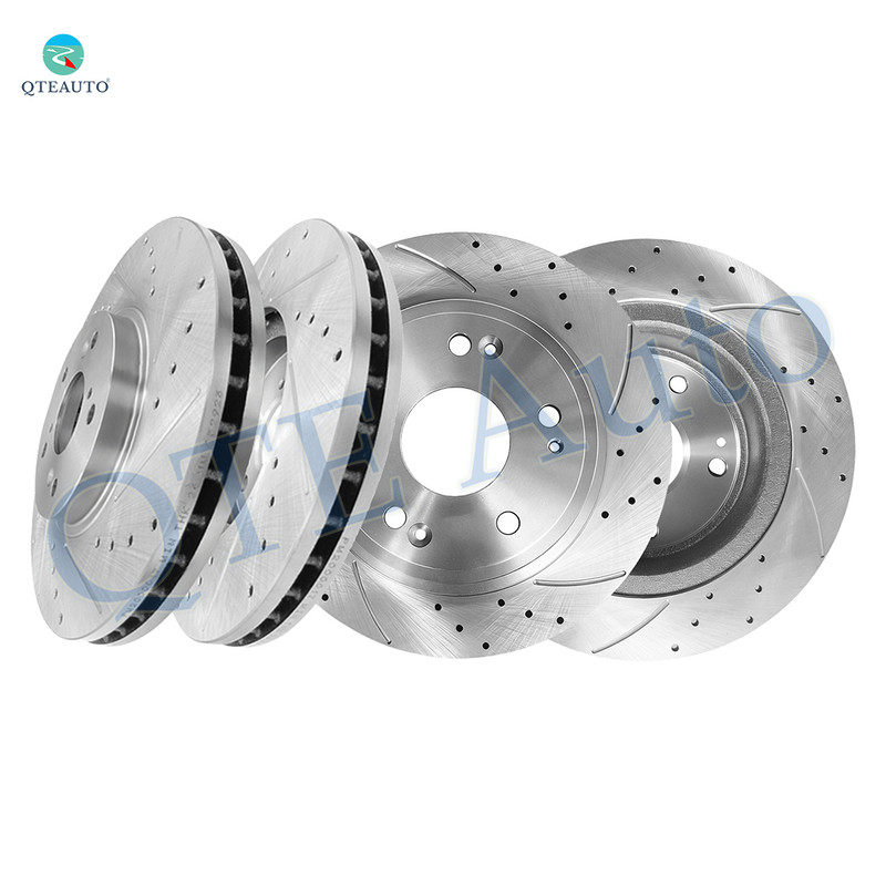 Set of 4 Front 300mm-Rear 282mm Drilled Slotted Disc Brake Rotors For 2009-2014 Acura TSX