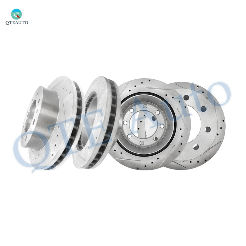 Set of 4 Front-Rear Drilled Slotted Brake Disc Rotors For 2011-2016 Chevrolet Express 3500