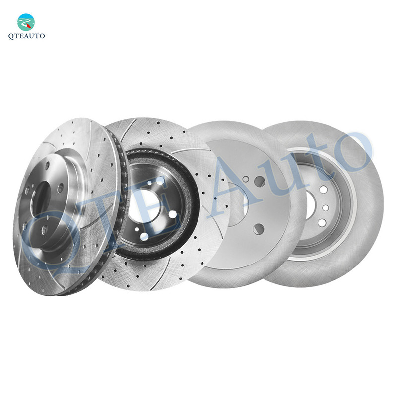 Set of 4 Front 296mm Drilled Slotted Brake Disc Rotors-Rear 281mm Brake Disc Rotors For 2007-2012 Lexus ES350