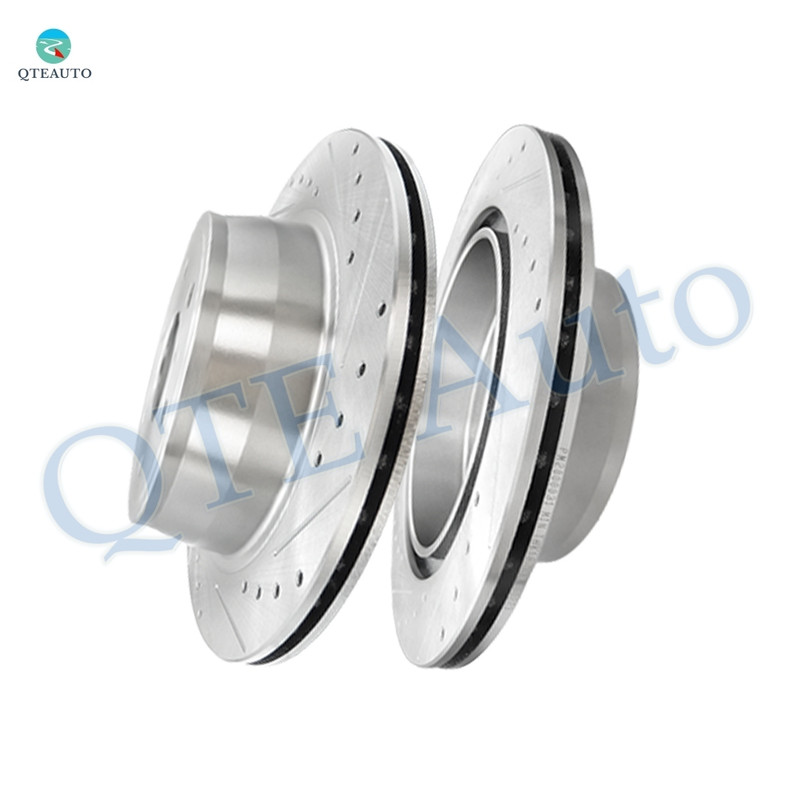 Rear 345mm Drilled Slotted Disc Brake Rotors For 2013 Chevrolet Avalanche, Automotive Replacement Brake Rotors