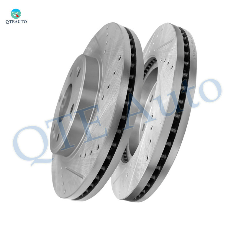 Front 330mm Drilled Slotted Disc Brake Rotors For 2019 Chevrolet Silverado 1500 LD, Automotive Replacement Brake Rotors