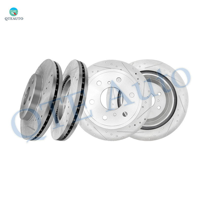 Set of 4 Front 330mm-Rear 345mm Drilled Slotted Disc Brake Rotors For 2015-2020 Chevrolet Suburban, Automotive Replacement Brake Rotors