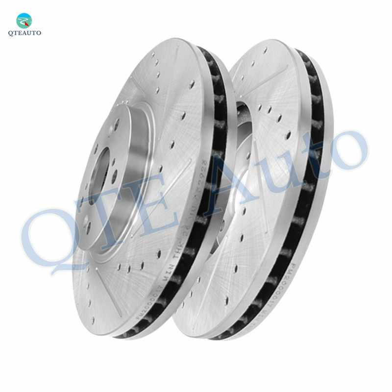 Front 300mm Drilled Slotted Disc Brake Rotors For 2003-2012 Honda Accord