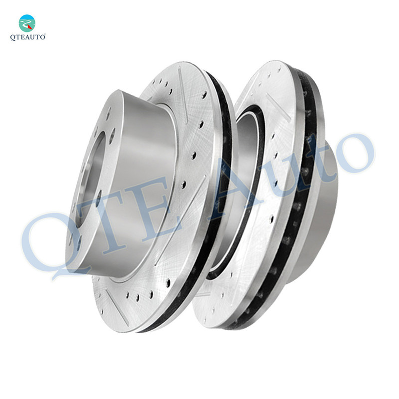 Rear 330mm Drilled Slotted Disc Brake Rotors For 2004-2006 Chevrolet Silverado 3500