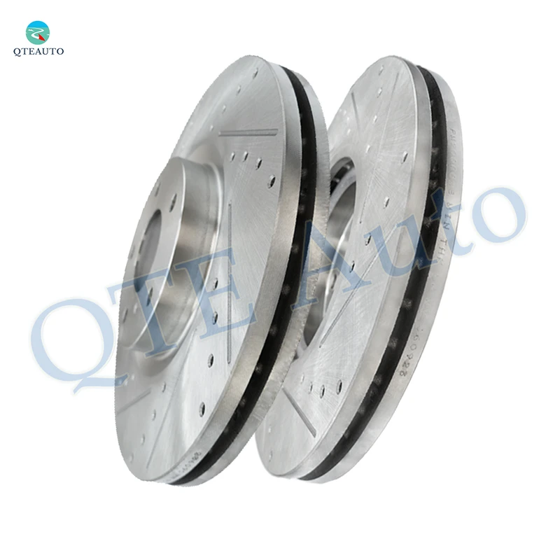 Front 320mm Drilled Slotted Disc Brake Rotors For 2015 2019 Infiniti Q70