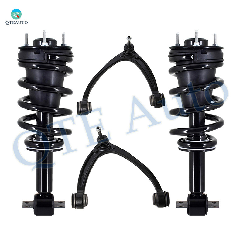 Set of 4 Front Upper Control Arm Ball Joint-Quick Complete Strut-Coil Spring Assembly For 2007-2014 GMC Yukon XL 1500 Adjustable 3 Degree Camber