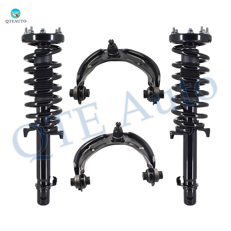 Set of 4 Front Upper Control Arm Ball Joint-Quick Complete Strut-Coil Spring Assembly For 2008-2012 Honda Accord V6