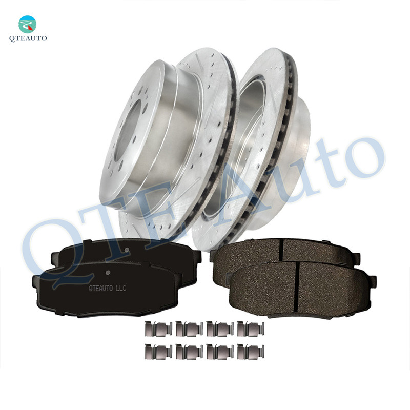 Set of 6 Rear 345mm Drilled Slotted Disc Brake Rotors-Ceramic Brake Pad kit For 2008-2011 2013-2019 Lexus LX570 Set of 6 Rear 345mm Drilled Slotted Disc Brake Rotors-Ceramic Brake Pad kit For 2008-2011 2013-2019 Lexus LX570