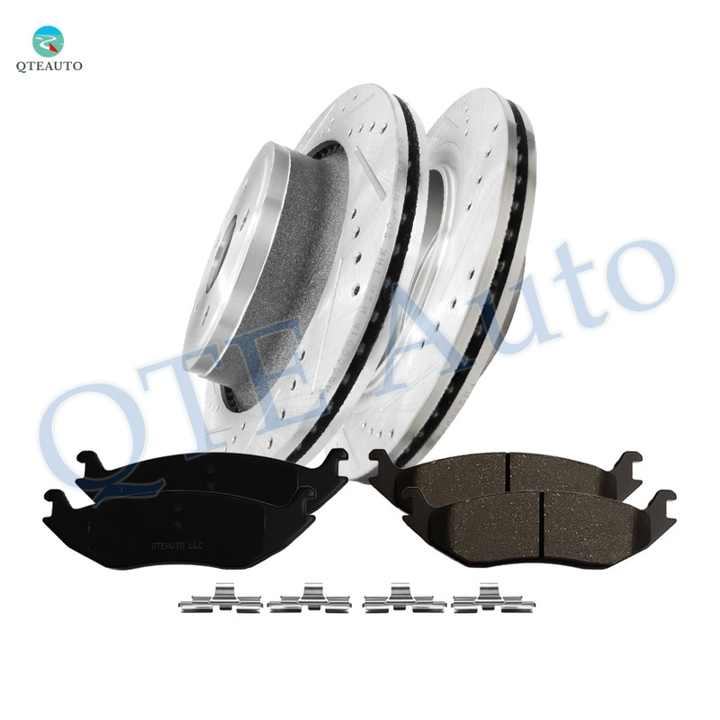 Set of 6 Rear Drilled Slotted Disc Brake Rotors-Ceramic Brake Pad kit For 2007-2009 Chrysler Aspen