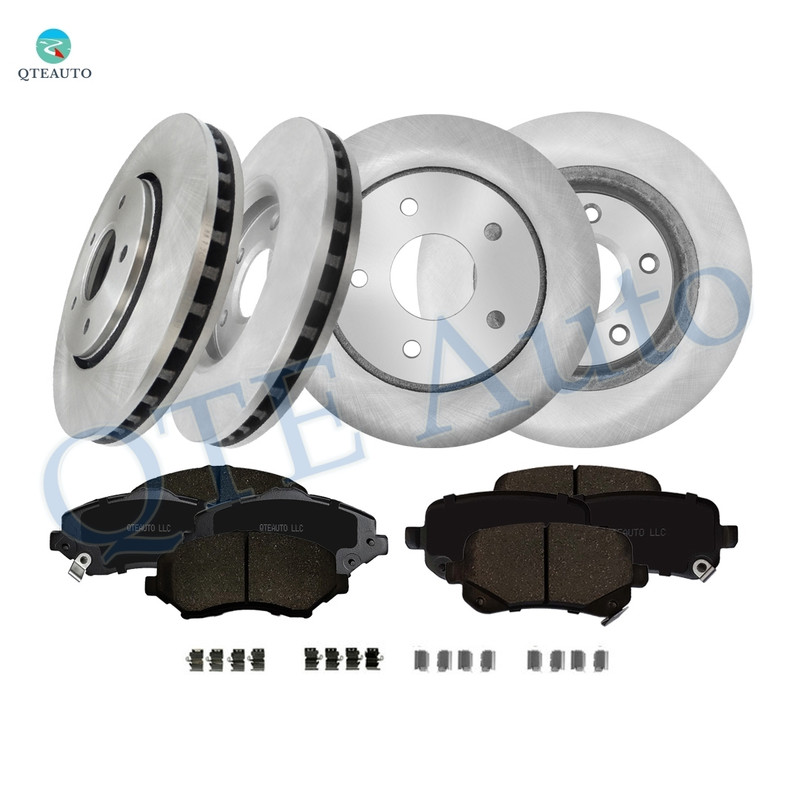 Set of 12 Front 302mm-Rear 305mm Disc Brake Rotors-Ceramic Brake Pad kit For 2009-2011 Dodge Journey