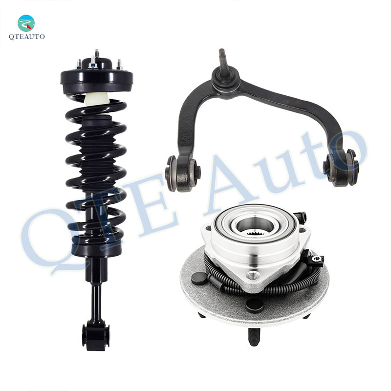 Set of 3 Front Right Upper Control Arm Ball Joint-Wheel Hub Bearing Assembly-Quick Complete Strut-Coil Spring Assembly For 2004 Ford F-150 4WD