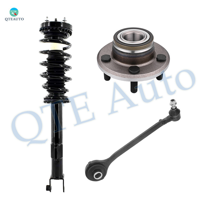 Set of 3 Front Right Lower Forward Control Arm Ball Joint-Wheel Hub Bearing Assembly-Quick Complete Strut-Coil Spring Assembly For 2009 2010 Dodge Challenger R/T