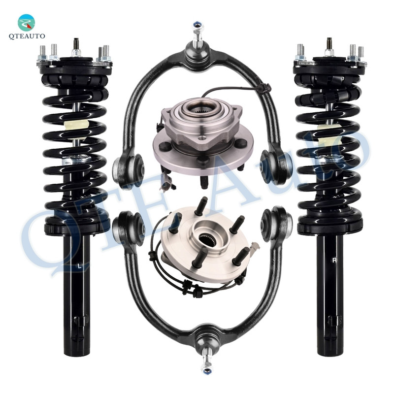 Set of 6 Front Upper Control Arm Ball Joint-Wheel Hub Bearing Assembly-Quick Complete Strut-Coil Spring Assembly For 2006-2010 Jeep Commander