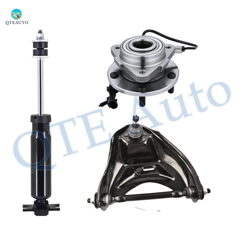 Set of 3 Front Left Upper Control Arm Ball Joint-Wheel Hub Bearing Assembly-Shock Absorber For 1998-2005 Chevrolet Blazer