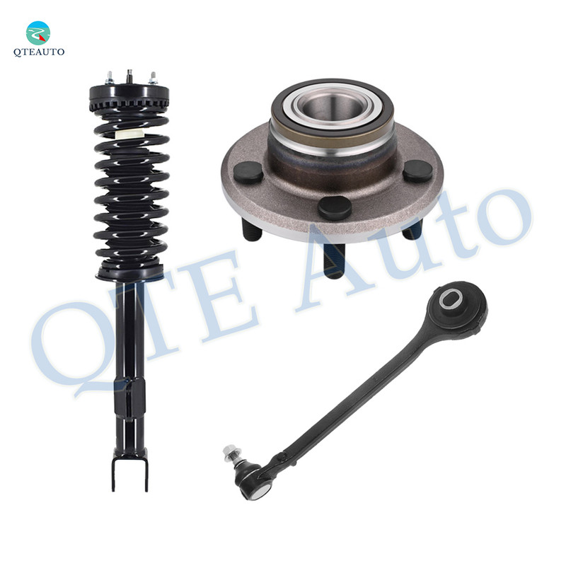 Set of 3 Front Left Lower Forward Control Arm Ball Joint-Wheel Hub Bearing Assembly-Quick Complete Strut-Coil Spring Assembly For 2005-2010 Chrysler 300