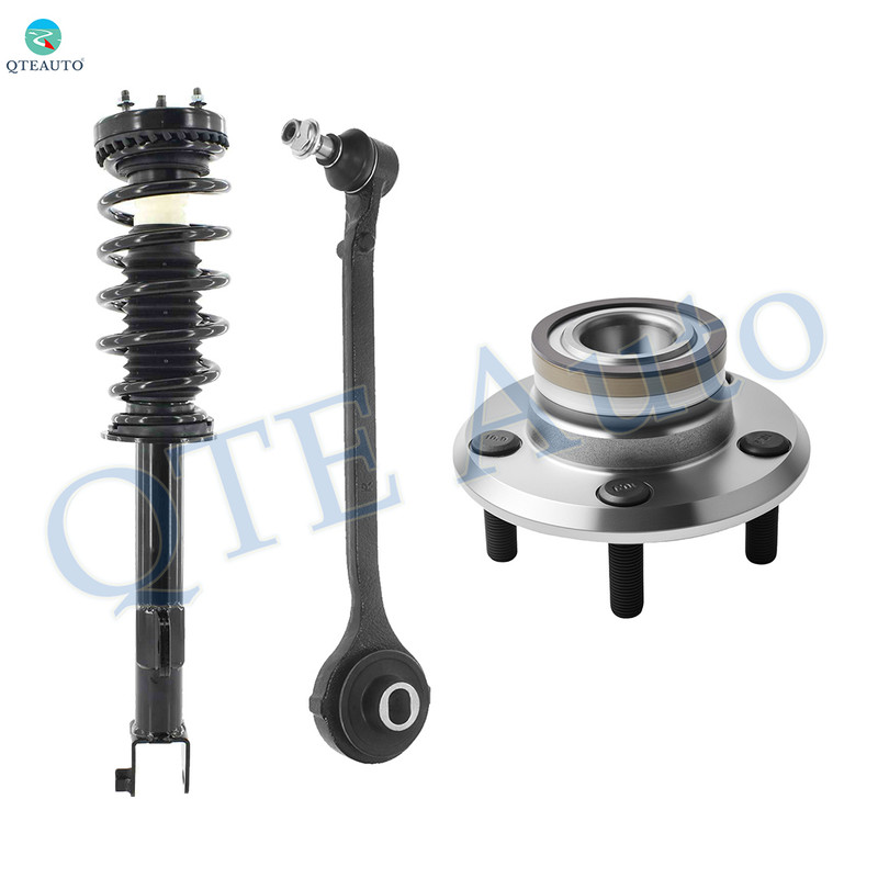 Set of 3 Front Right Lower Forward Control Arm Ball Joint-Wheel Hub Bearing Assembly-Quick Complete Strut-Coil Spring Assembly For 2009 2010 Dodge Challenger