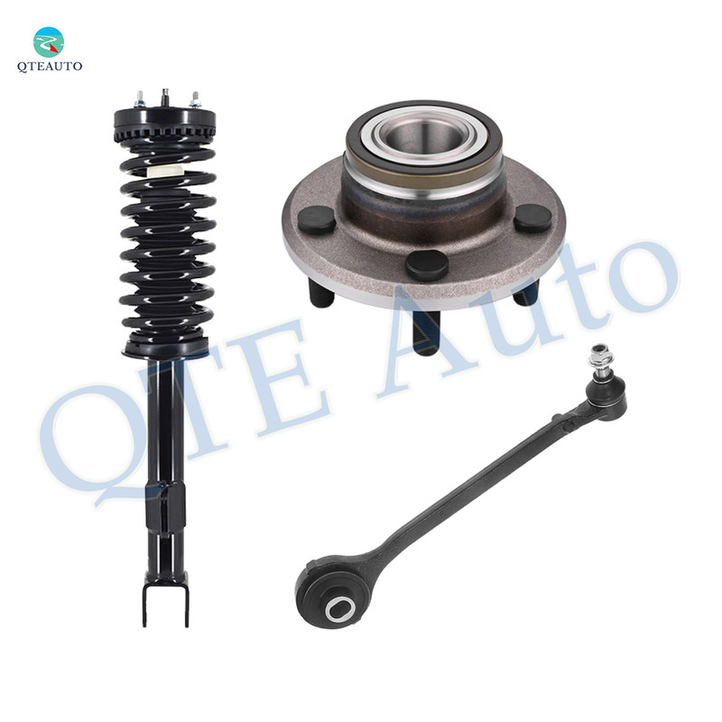 Set of 3 Front Right Lower Forward Control Arm Ball Joint-Wheel Hub Bearing Assembly-Quick Complete Strut-Coil Spring Assembly For 2005-2008 Dodge Magnum