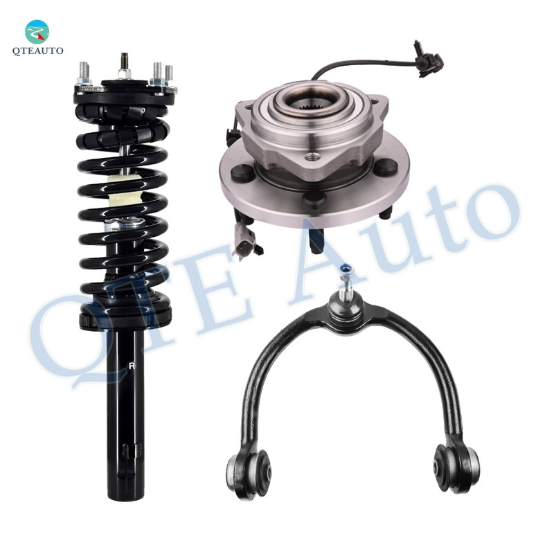 Set of 3 Front Right Upper Control Arm Ball Joint-Wheel Hub Bearing Assembly-Quick Complete Strut-Coil Spring Assembly For 2005-2010 Jeep Grand Cherokee