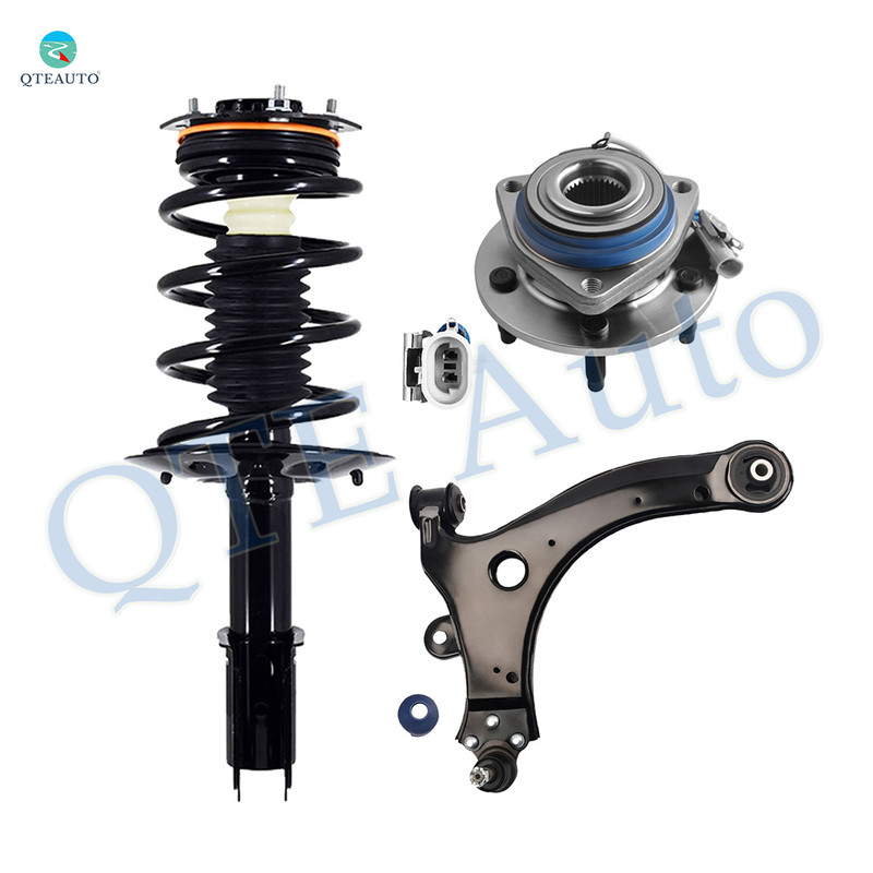 Set of 3 Front Right Lower Control Arm Ball Joint-Wheel Hub Bearing Assembly-Quick Complete Strut-Coil Spring Assembly For 2005-2009 Buick Allure
