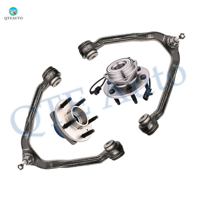 Set of 4 Front Upper Control Arm Ball Joint-Wheel Hub Bearing Assembly For 2002-2006 Cadillac Escalade