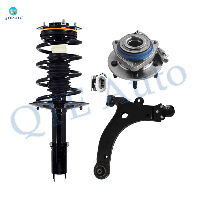Set of 3 Front Left Lower Control Arm Ball Joint-Wheel Hub Bearing Assembly-Quick Complete Strut-Coil Spring Assembly For 2005-2009 Buick Lacrosse