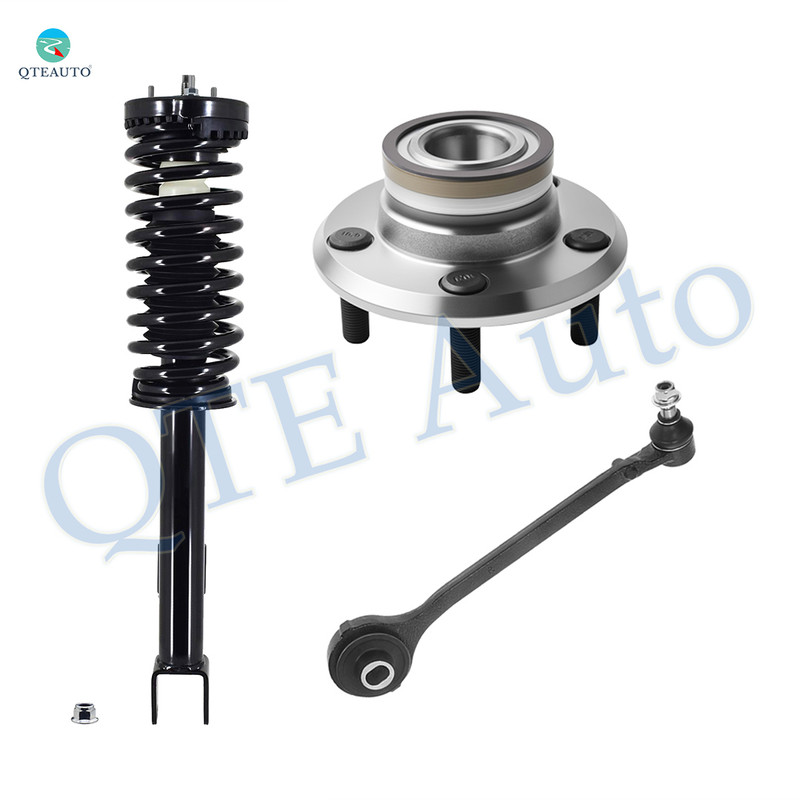 Set of 3 Front Right Lower Forward Control Arm Ball Joint-Wheel Hub Bearing Assembly-Quick Complete Strut-Coil Spring Assembly For 2005-2010 Chrysler 300 C SRT8, RWD