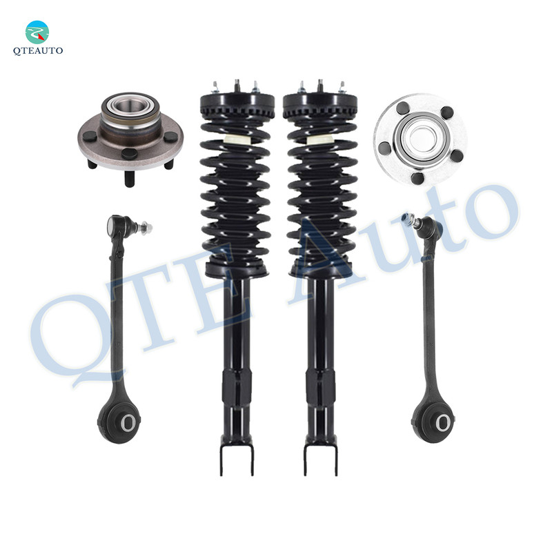 Set of 6 Front Lower Forward Control Arm Ball Joint-Wheel Hub Bearing Assembly-Quick Complete Strut-Coil Spring Assembly For 2005-2010 Chrysler 300
