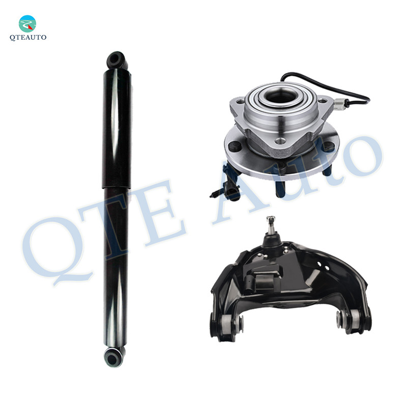 Set of 3 Front Right Upper Control Arm Ball Joint-Wheel Hub Bearing Assembly-Shock Absorber For 2003 2004 GMC Jimmy Monotube