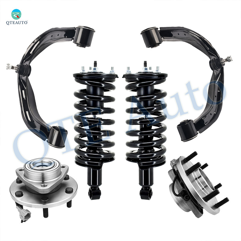 Set of 6 Front Upper Control Arm Ball Joint-Wheel Hub Bearing Assembly-Quick Complete Strut-Coil Spring Assembly For 2006 2007 Nissan Armada