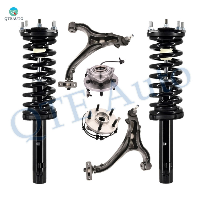 Set of 6 Front Lower Control Arm Ball Joint-Wheel Hub Bearing Assembly-Quick Complete Strut-Coil Spring Assembly For 2005-2010 Jeep Grand Cherokee V8