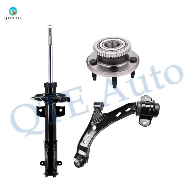 Set of 3 Front Left Lower Control Arm Ball Joint-Wheel Hub Bearing Assembly-Suspension Strut Assembly For 2005-2010 Ford Mustang