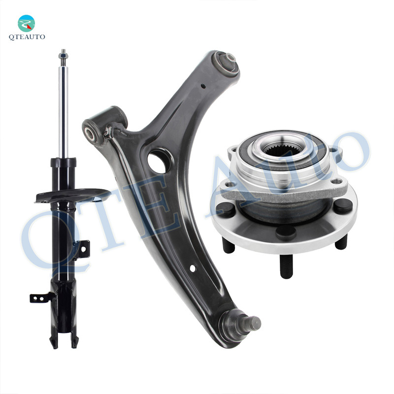 Set of 3 Front Left Lower Control Arm Ball Joint-Wheel Hub Bearing Assembly-Suspension Strut Assembly For 2009 Dodge Caliber