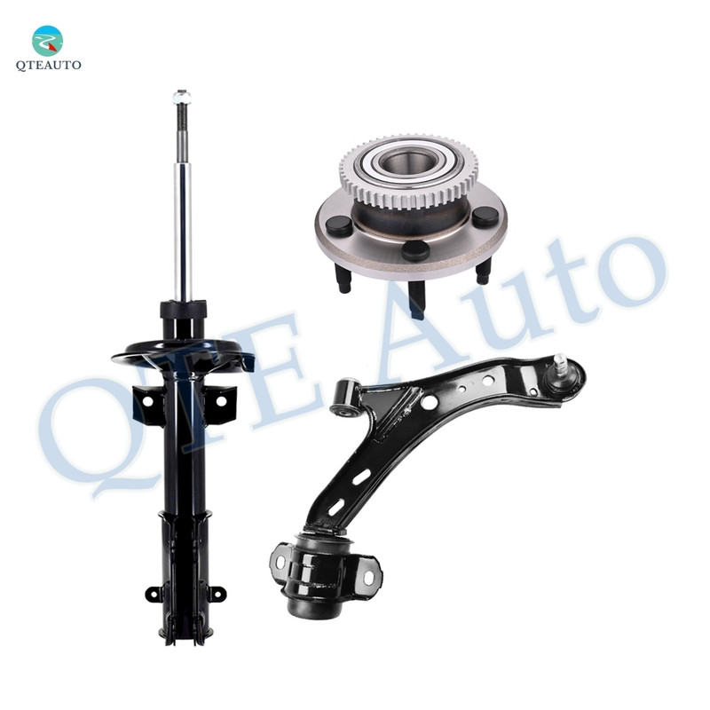Set of 3 Front Right Lower Control Arm Ball Joint-Wheel Hub Bearing Assembly-Suspension Strut Assembly For 2005-2010 Ford Mustang