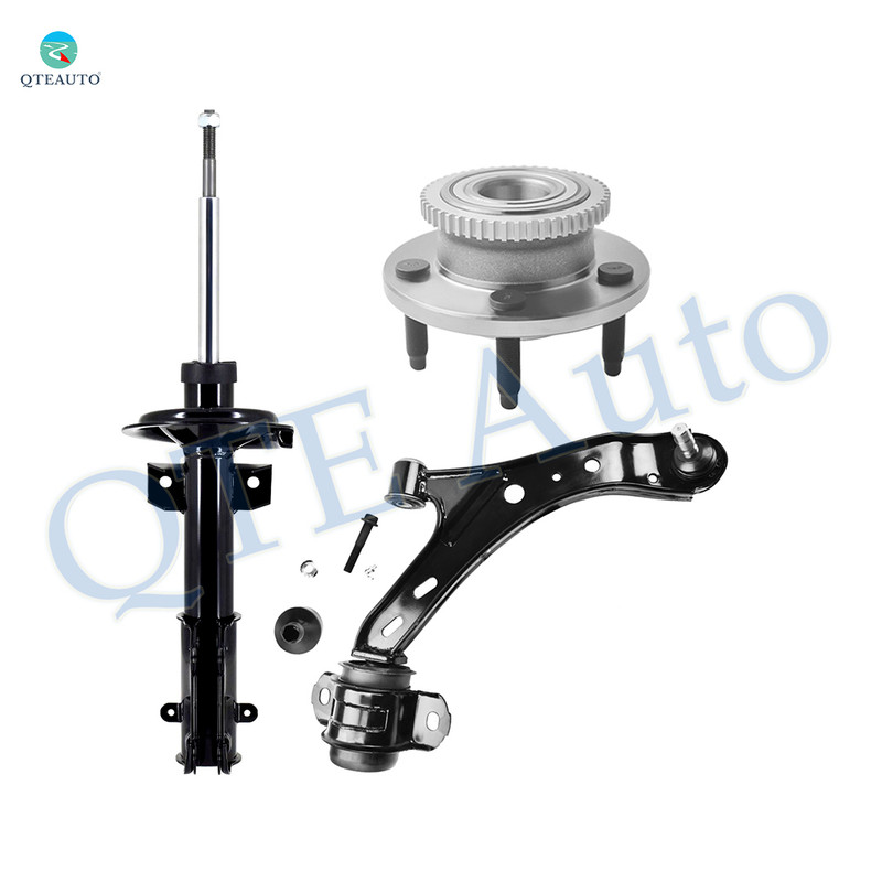 Set of 3 Front Right Lower Control Arm Ball Joint-Wheel Hub Bearing Assembly-Suspension Strut Assembly For 2005-2010 Ford Mustang