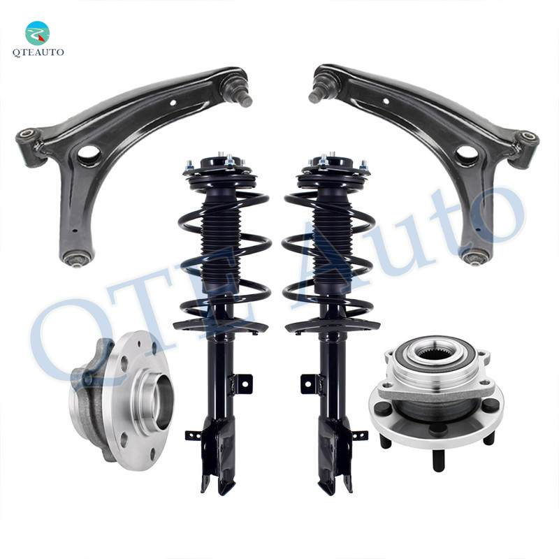 Set of 6 Front Lower Control Arm Ball Joint-Wheel Hub Bearing Assembly-Quick Complete Strut-Coil Spring Assembly For 2009 Dodge Caliber