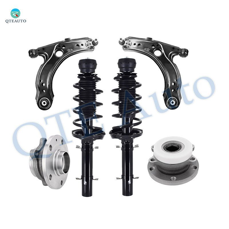 Set of 6 Front Lower Control Arm Ball Joint-Wheel Hub Bearing Assembly-Quick Complete Strut-Coil Spring Assembly For 2005 Volkswagen Jetta