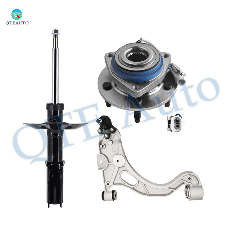 Set of 3 Front Left Lower Control Arm Ball Joint-Wheel Hub Bearing Assembly-Suspension Strut For 1998-2001 Buick Park Avenue