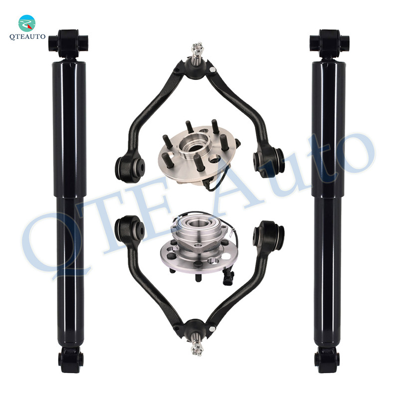 Set of 6 Front Upper Control Arm Ball Joint-Wheel Hub Bearing Assembly-Shock Absorber For 1995-1999 Chevrolet K1500 Suburban