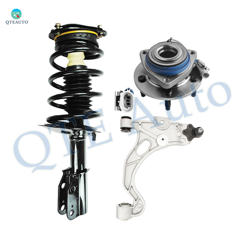 Set of 3 Front Right Lower Control Arm Ball Joint-Wheel Hub Bearing Assembly-Quick Complete Strut-Coil Spring Assembly For 1998 1999 Buick Riviera