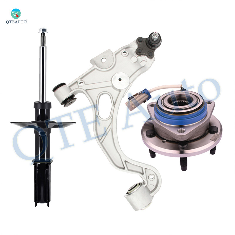 Set of 3 Front Right Lower Control Arm Ball Joint-Wheel Hub Bearing Assembly-Suspension Strut For 1998 1999 Buick Riviera