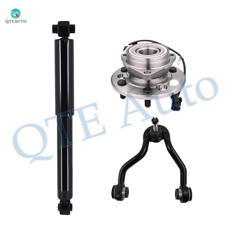 Set of 3 Front Right Upper Control Arm Ball Joint-Wheel Hub Bearing Assembly-Shock Absorber For 1995-2000 Chevrolet Tahoe