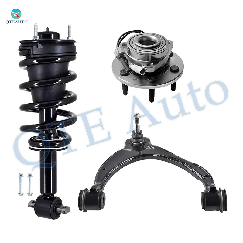 Set of 3 Front Right Upper Control Arm Ball Joint-Wheel Hub Bearing Assembly-Quick Complete Strut-Coil Spring Assembly For 2015-2020 Chevrolet Suburban