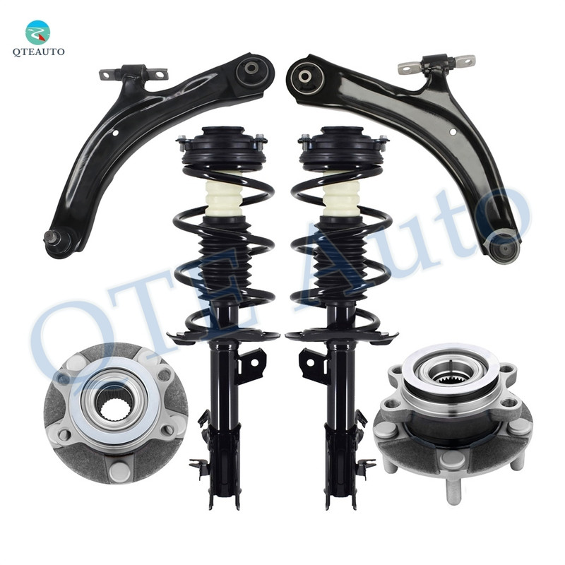 Set of 6 Front Lower Control Arm Ball Joint-Wheel Hub Bearing Assembly-Quick Complete Strut-Coil Spring Assembly For 2008-2012 Nissan Rogue AWD