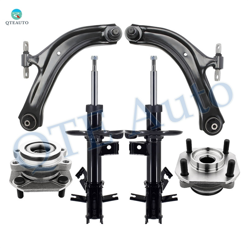 Set of 6 Front Lower Control Arm Ball Joint-Wheel Hub Bearing Assembly-Suspension Strut Assembly For 2007-2012 Nissan Sentra L4 2.0L
