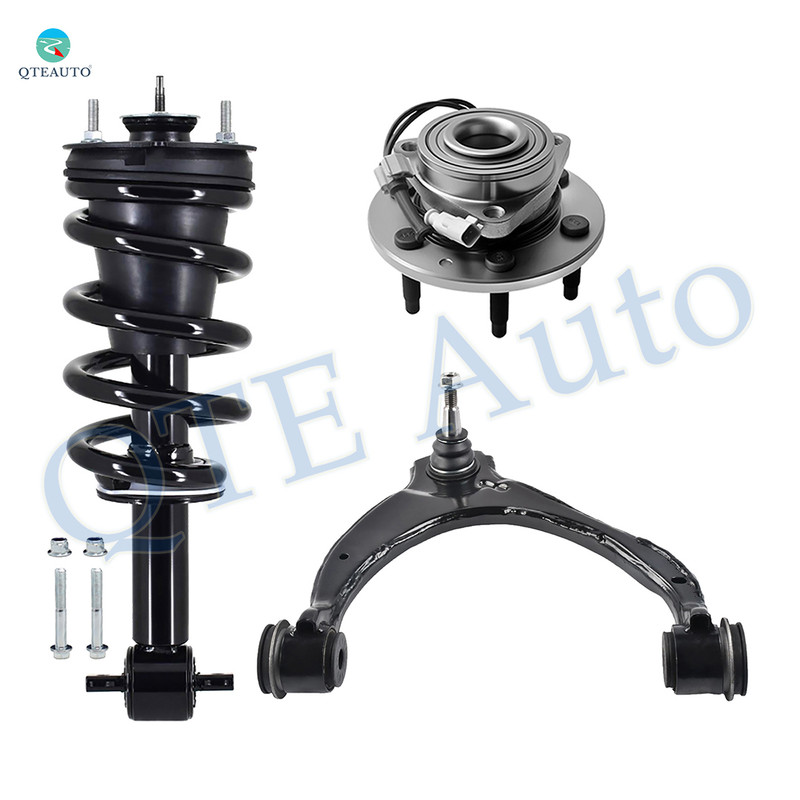 Set of 3 Front Right Upper Control Arm Ball Joint-Wheel Hub Bearing Assembly-Quick Complete Strut-Coil Spring Assembly For 2019 Chevrolet Silverado 1500 LD