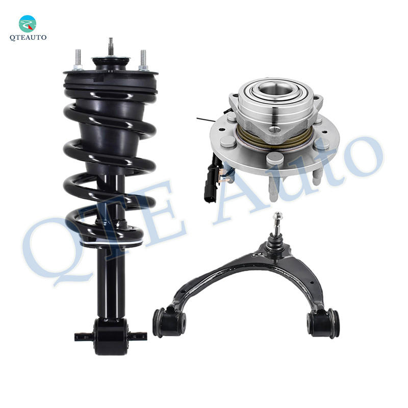 Set of 3 Front Left Upper Control Arm Ball Joint-Wheel Hub Bearing Assembly-Quick Complete Strut-Coil Spring Assembly For 2019 Chevrolet Silverado 1500 LD