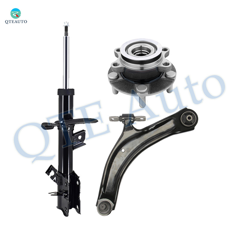 Set of 3 Front Left Lower Control Arm Ball Joint-Wheel Hub Bearing Assembly-Suspension Strut Assembly For 2008-2012 Nissan Rogue