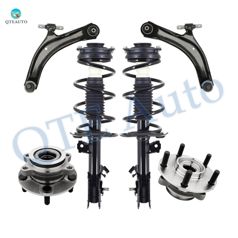 Set of 6 Front Lower Control Arm Ball Joint-Wheel Hub Bearing Assembly-Quick Complete Strut-Coil Spring Assembly For 2014 2015 Nissan Rogue Select FWD