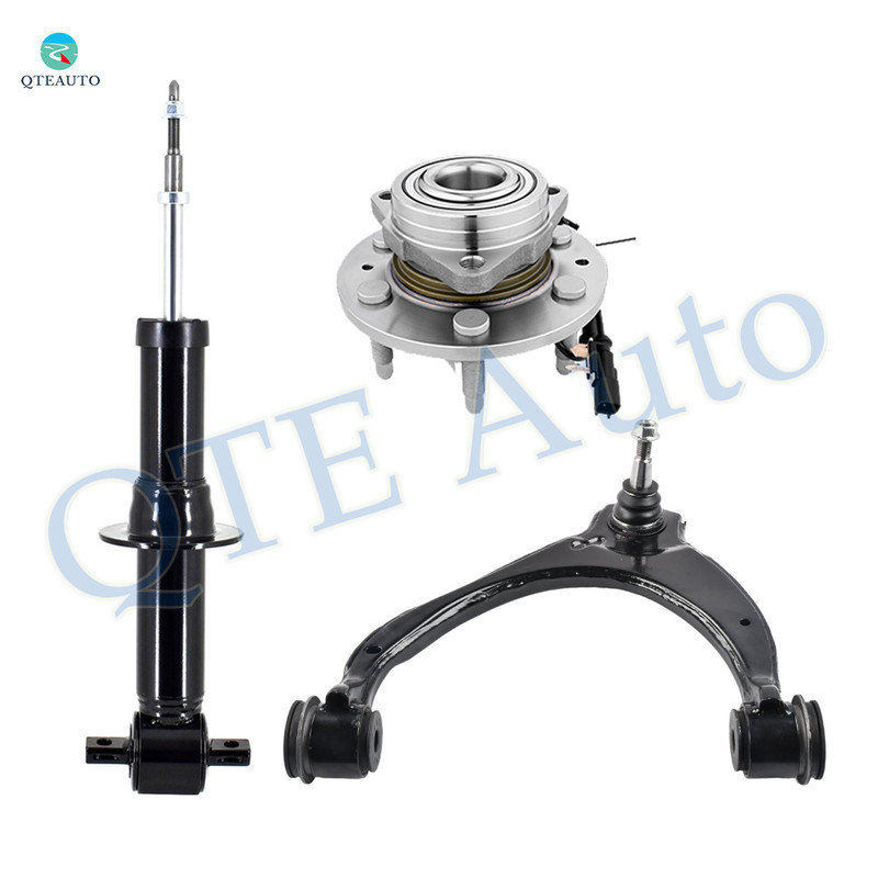 Set of 3 Front Left Upper Control Arm Ball Joint-Wheel Hub Bearing Assembly-Suspension Strut Assembly For 2015-2020 Chevrolet Suburban Monotube Performance Upgrade